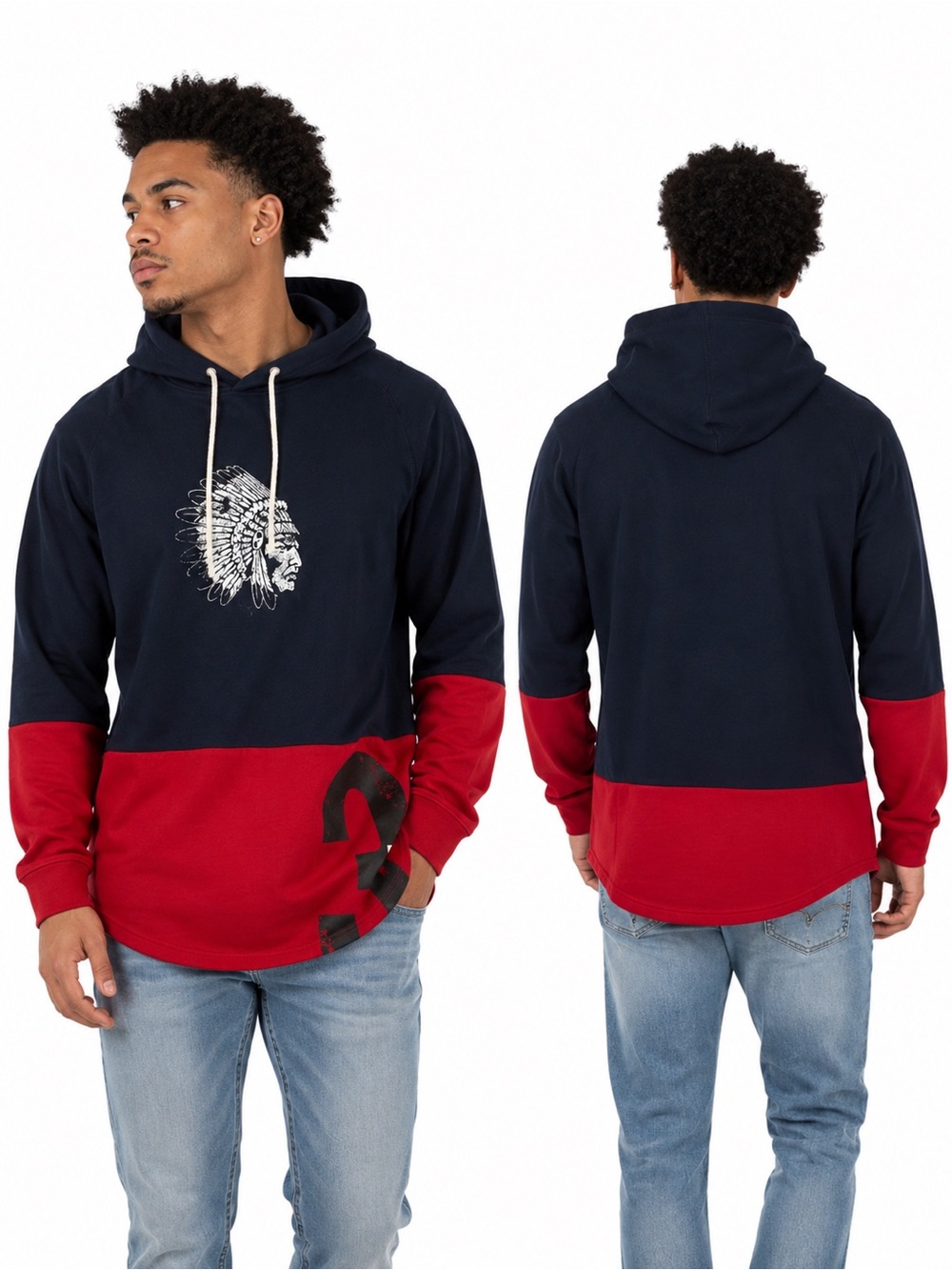 Hustle Gang 2X Colorblock
Hoodie Navy Red Pullover Graphic Sweatshirt